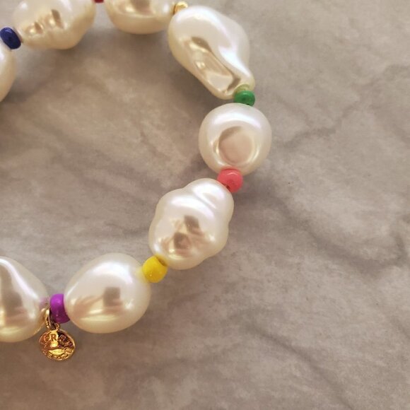 🌈 J.Crew Pearl Beads Beaded Colorful Stretch Bracelet 🌈 - Picture 4 of 11